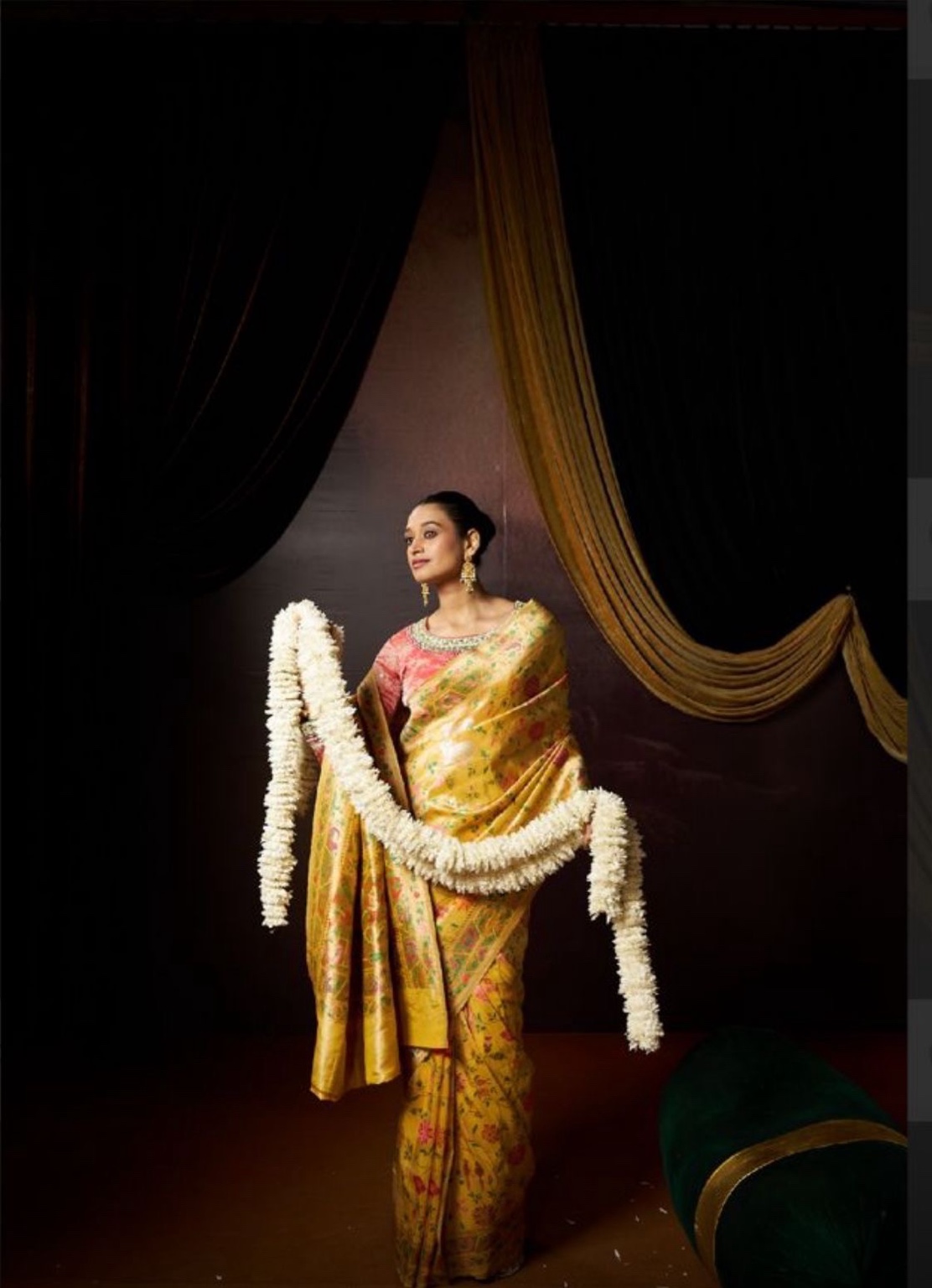 Chennai bride in a handloom Kanjivaram saree, shipped from Trisha Silks Hyderabad